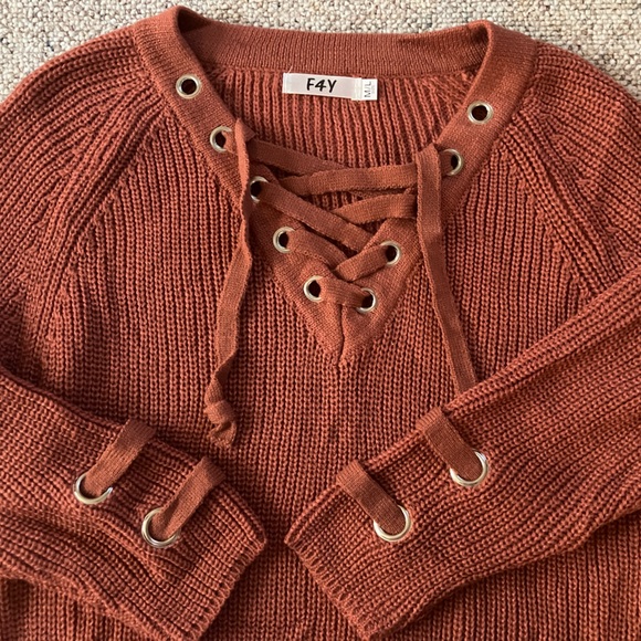F4Y • NWT Lace-Up Front Sweater - Picture 2 of 4